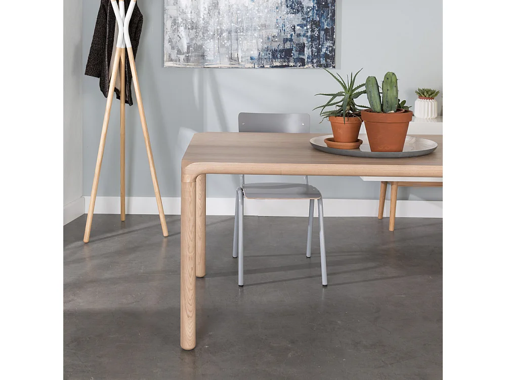 Storm - Table à manger 8 personnes aux bords arrondis en bois - Bois clair