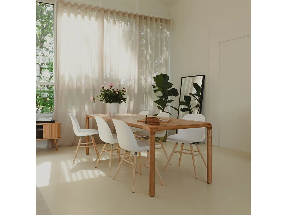 Storm - Table à manger 10 personnes aux bords arrondis en bois - Bois clair