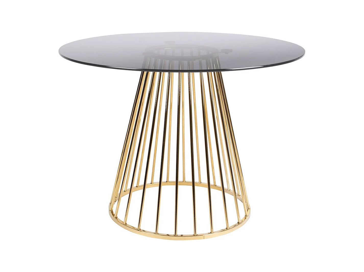 CIRCLE - Table repas en verre fumé et pied doré