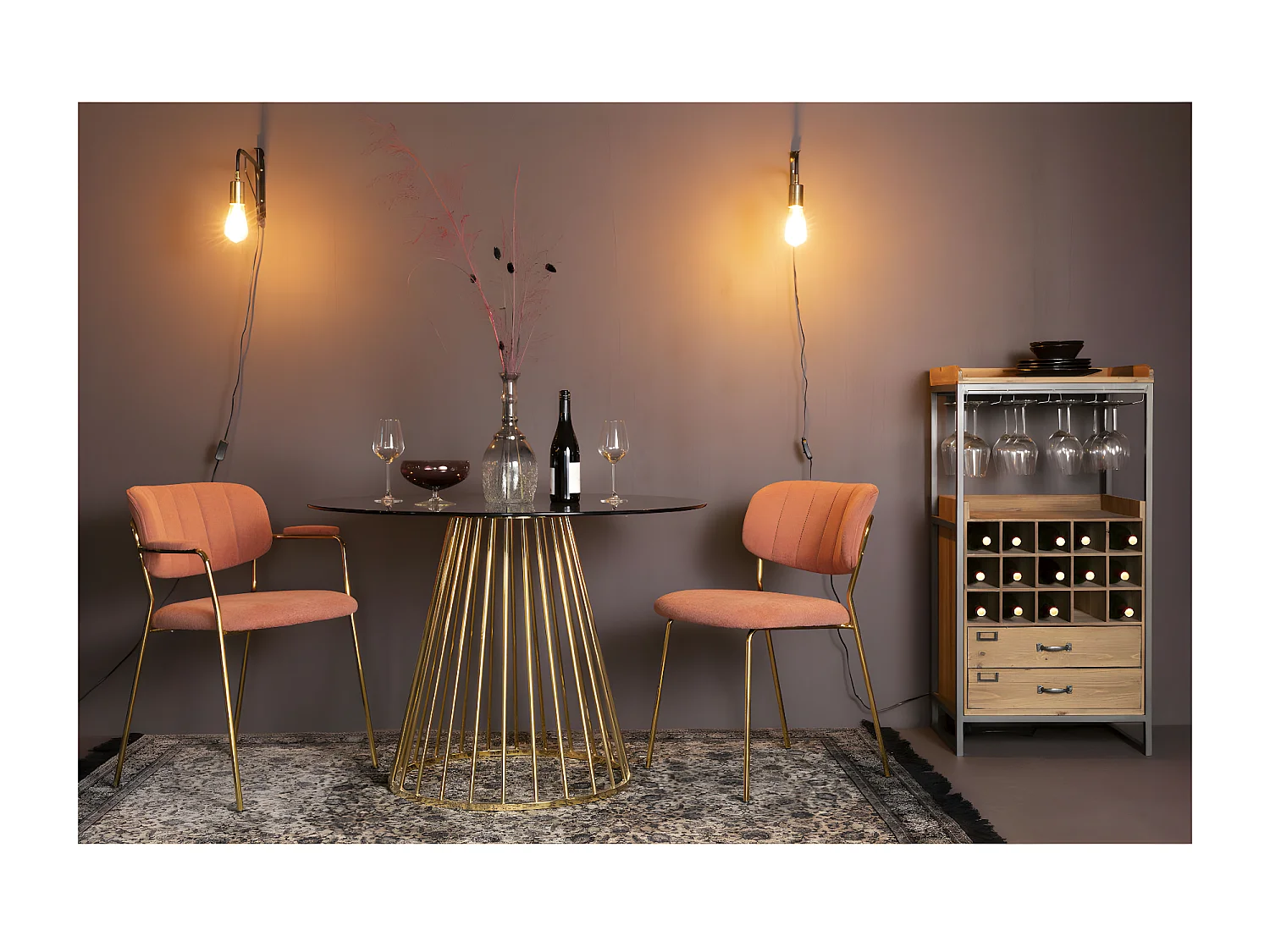 EDGAR - Meuble bar vintage en bois et métal