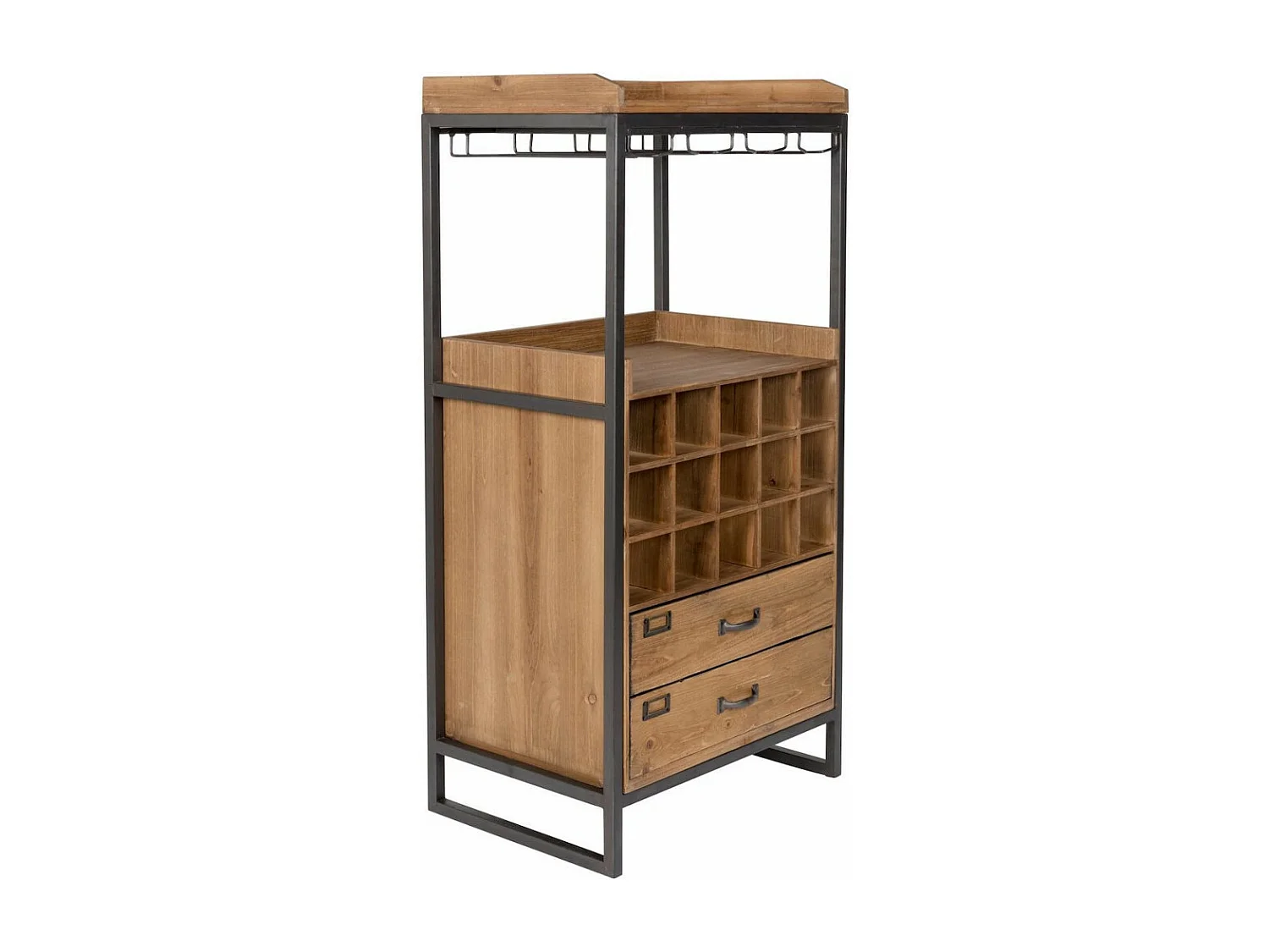 EDGAR - Meuble bar vintage en bois et métal