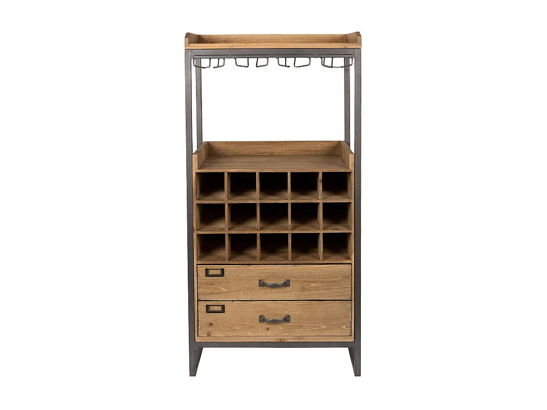 Edgar - Armoire bar à vin vintage - Bois clair