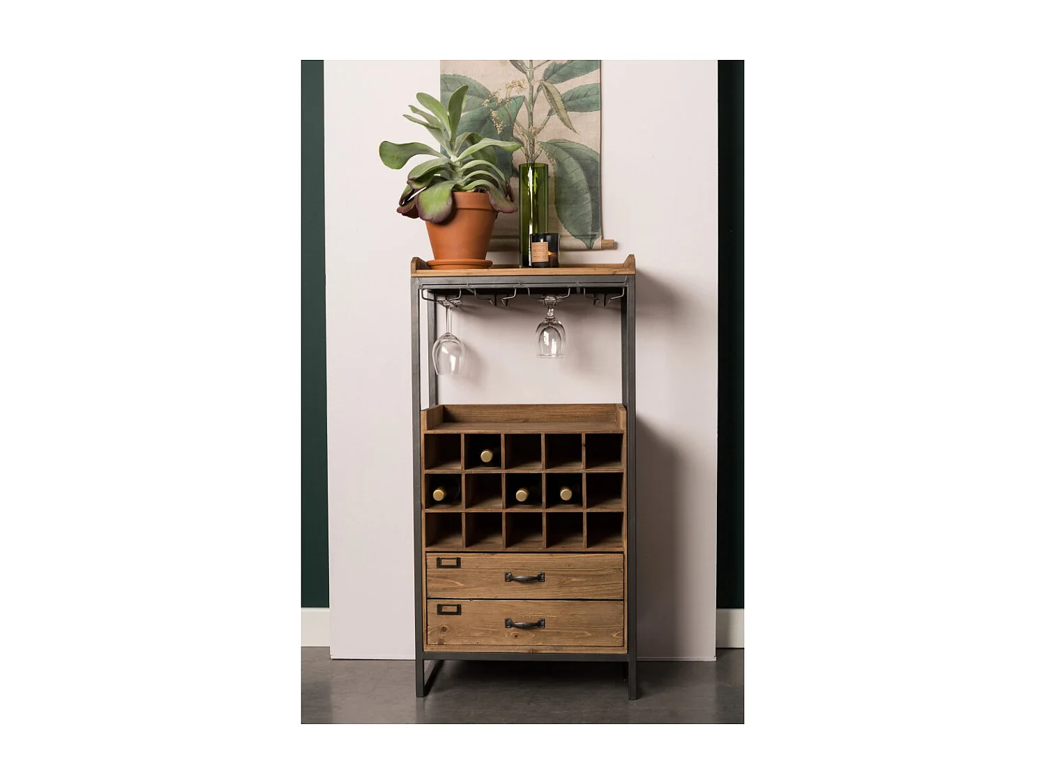 Edgar - Armoire bar à vin vintage - Bois clair