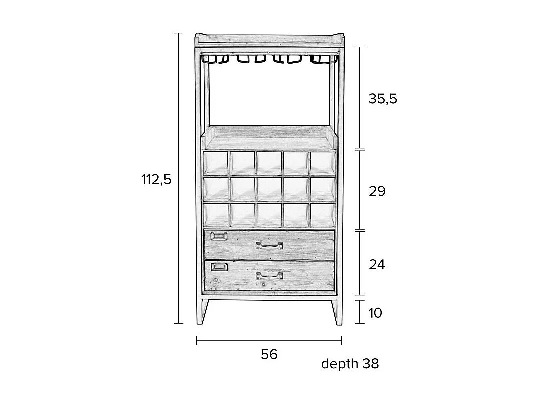 Edgar - Armoire bar à vin vintage - Bois clair
