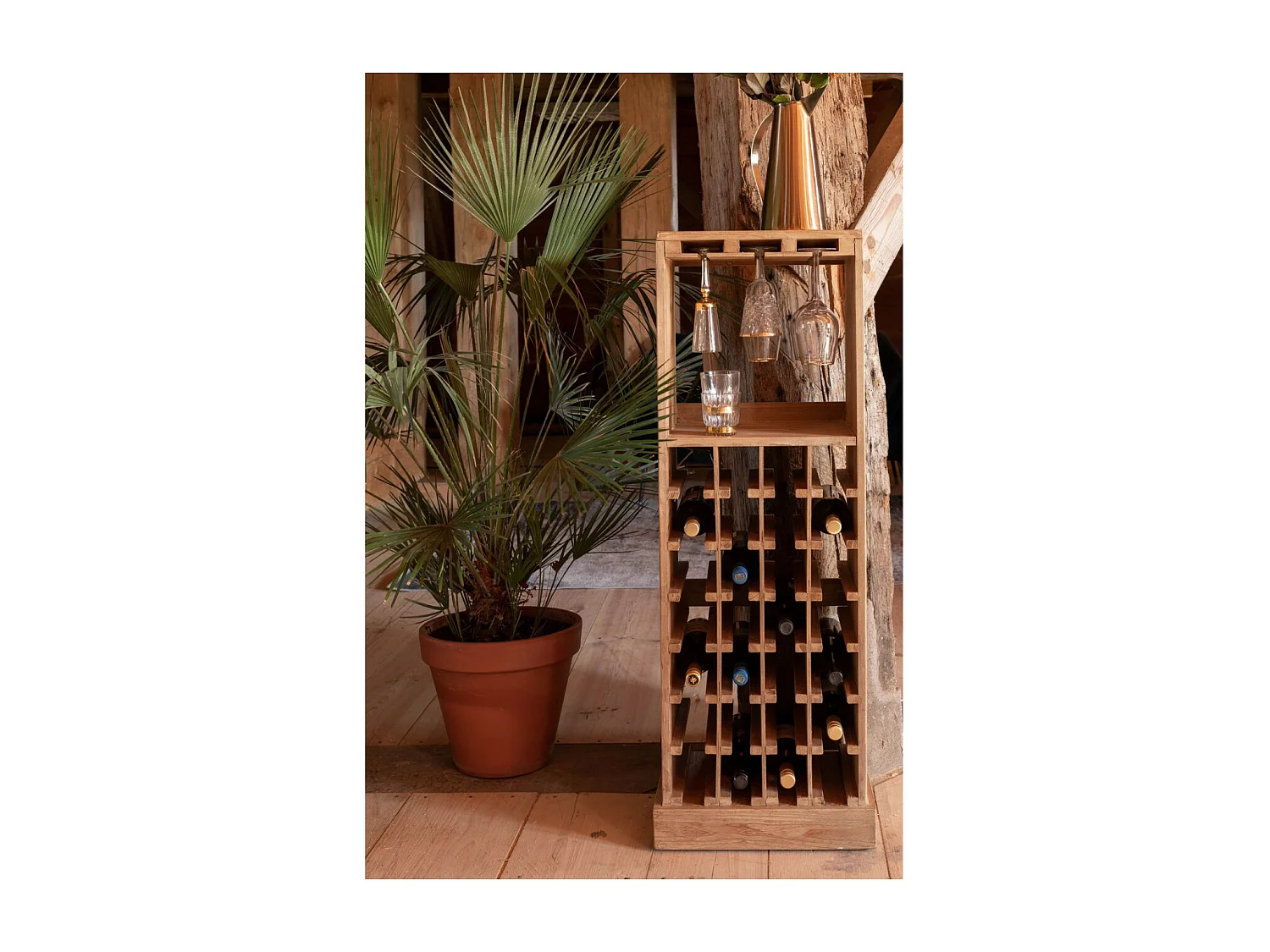 CLAUDE - Rangement Bouteilles en Bois Massif Vintage