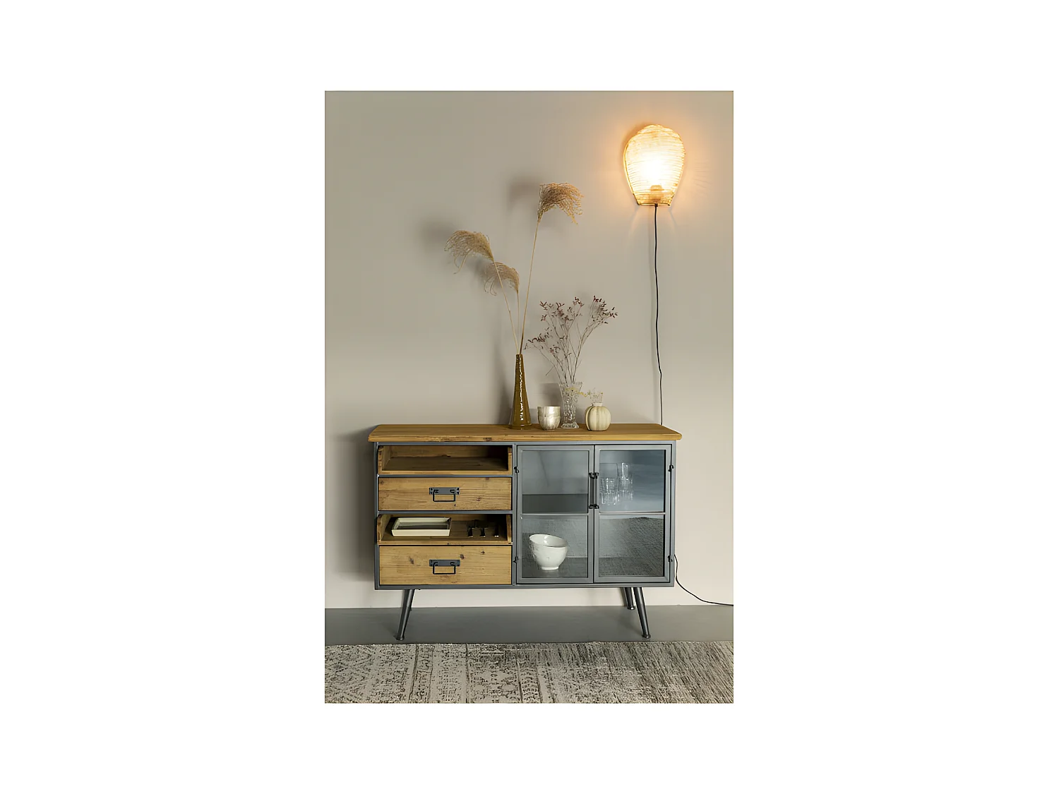DAMIAN - Buffet vintage en bois et acier