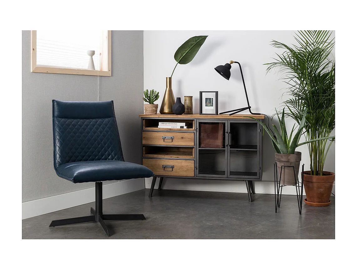 Damian - Buffet vintage en bois et métal : Couleur - Bois clair