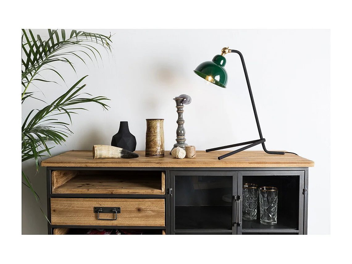 Damian - Buffet vintage en bois et métal : Couleur - Bois clair