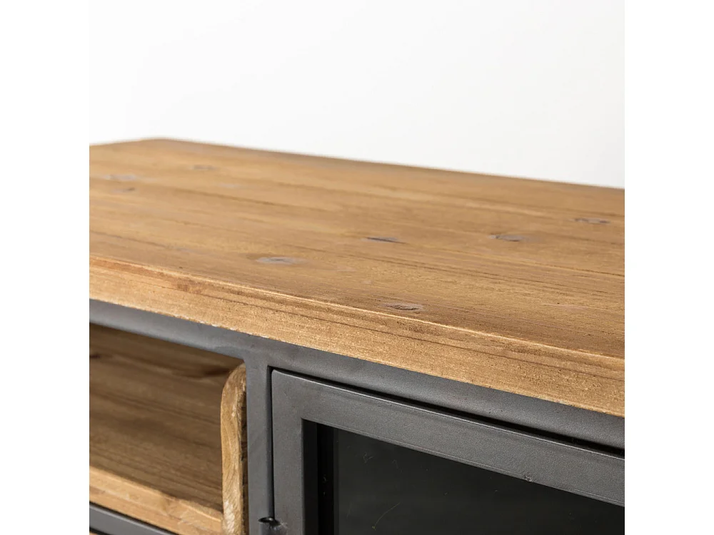 Damian - Buffet vintage en bois et métal : Couleur - Bois clair