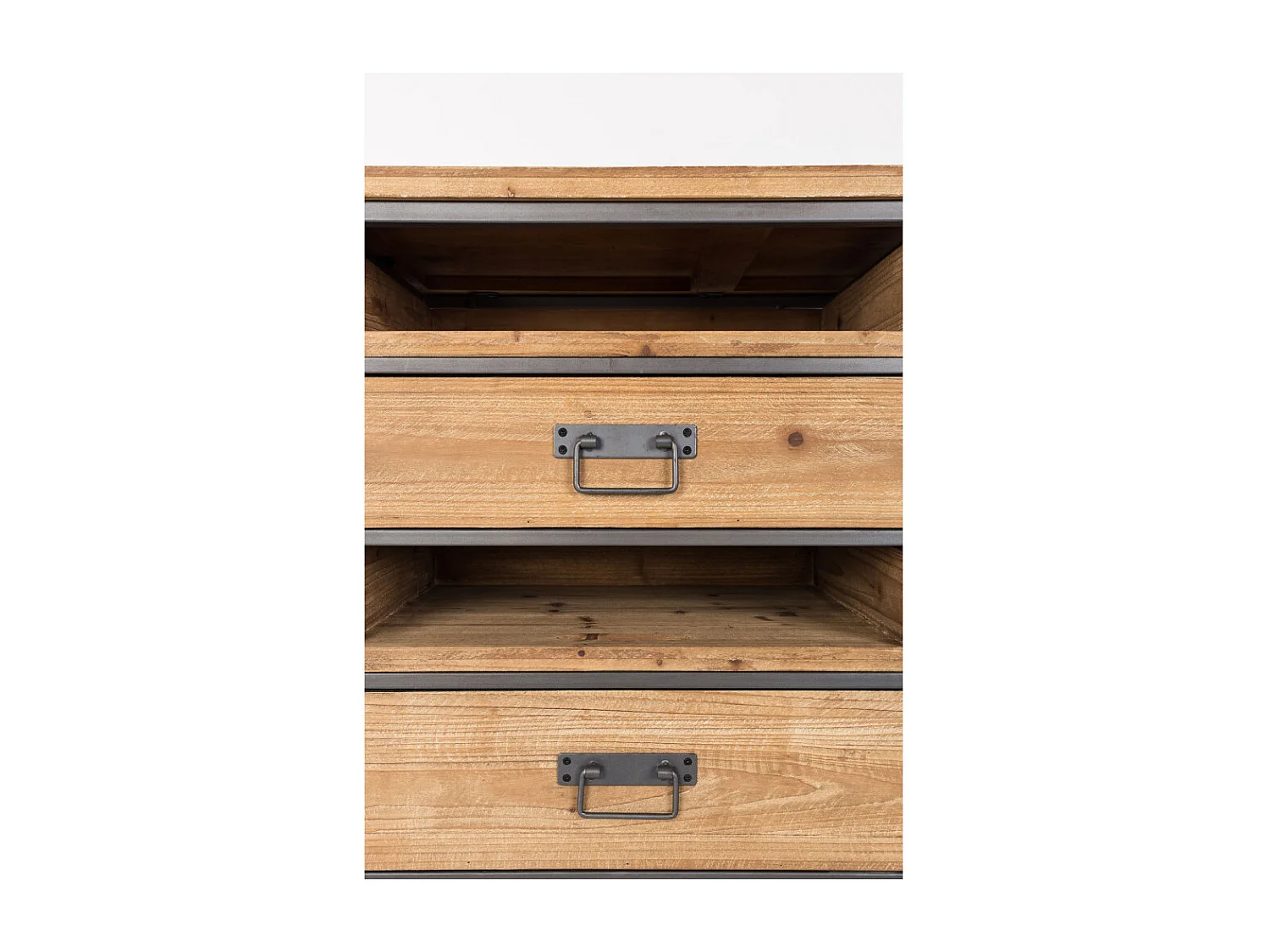 Damian - Buffet vintage en bois et métal : Couleur - Bois clair