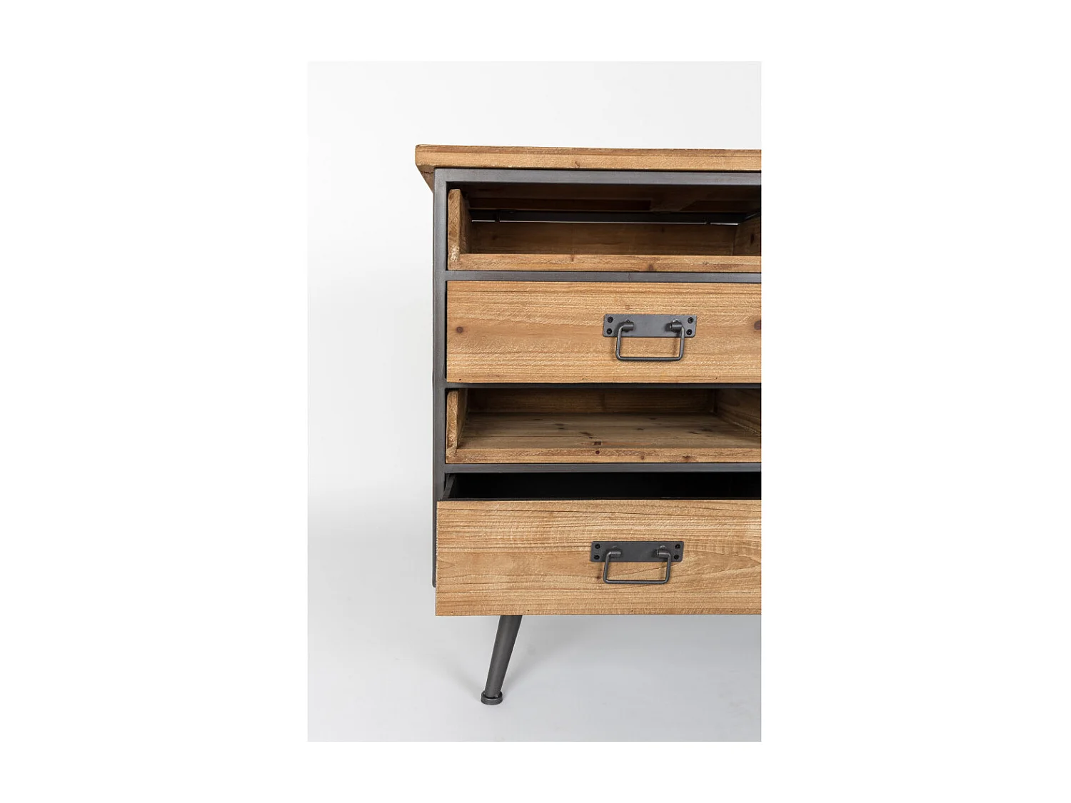 Damian - Buffet vintage en bois et métal : Couleur - Bois clair