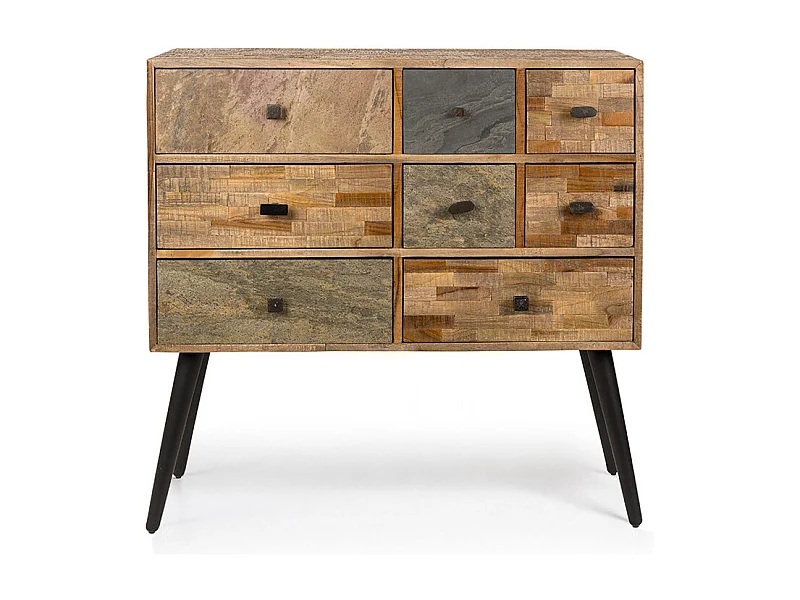 San - Commode design 8 tiroirs en teck recyclé : Couleur - Naturel