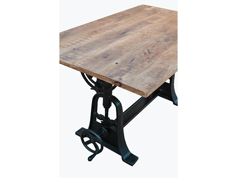 DRAW - Table en bois massif de style industriel réglable