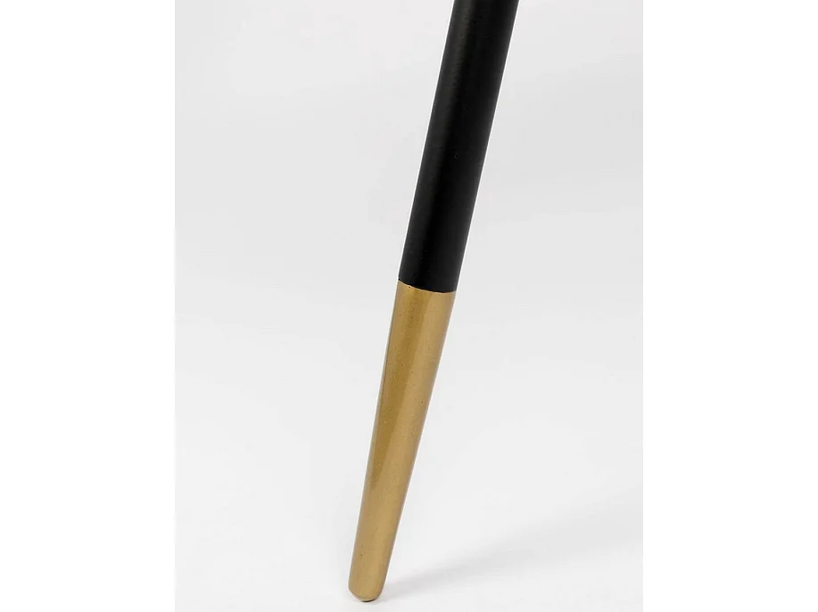 DENISE S - Table basse ronde en frêne plaqué noyer et acier doré