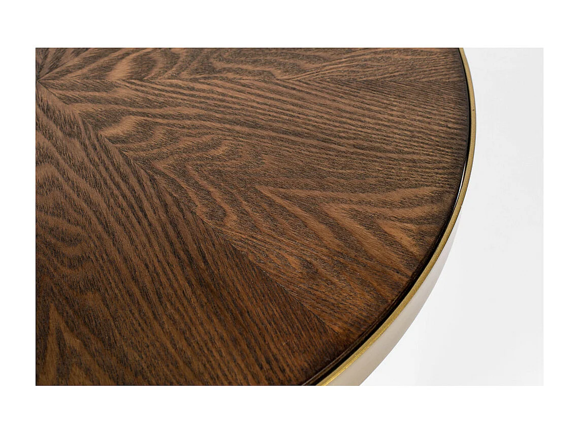 Denise - Table basse ronde en métal et bois ø44cm - Bois foncé