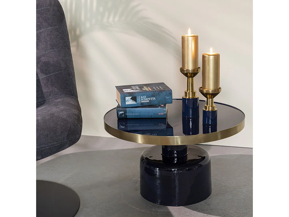 Glam - Table basse design en métal ø60cm - Couleur - Bleu foncé