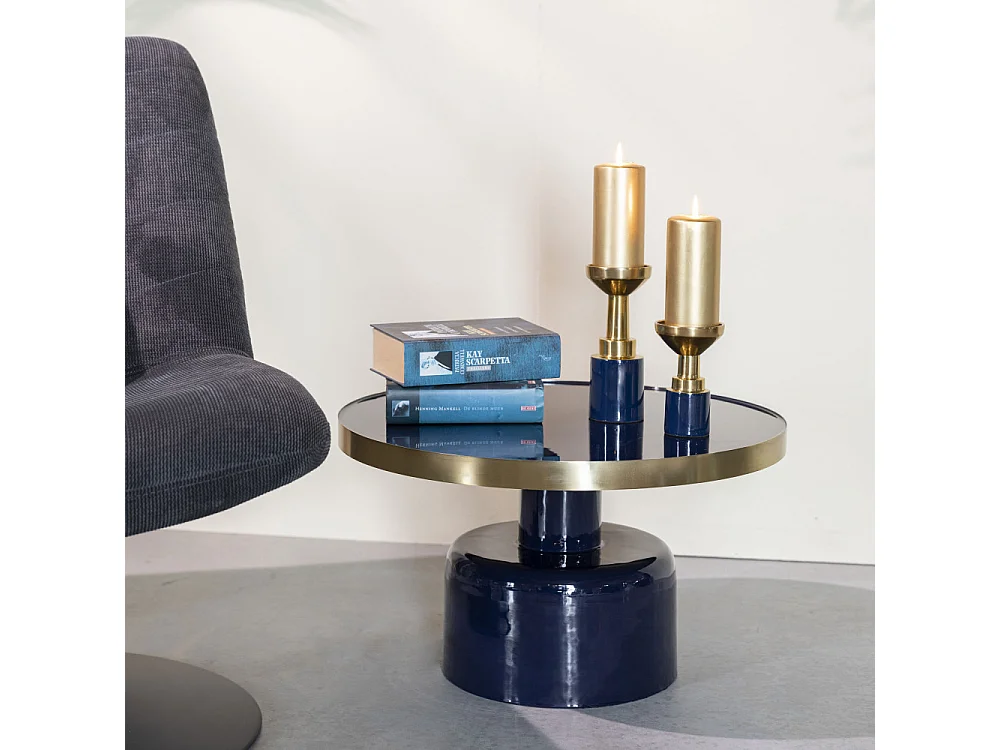 Glam - Table basse design en métal ø60cm - Couleur - Bleu foncé
