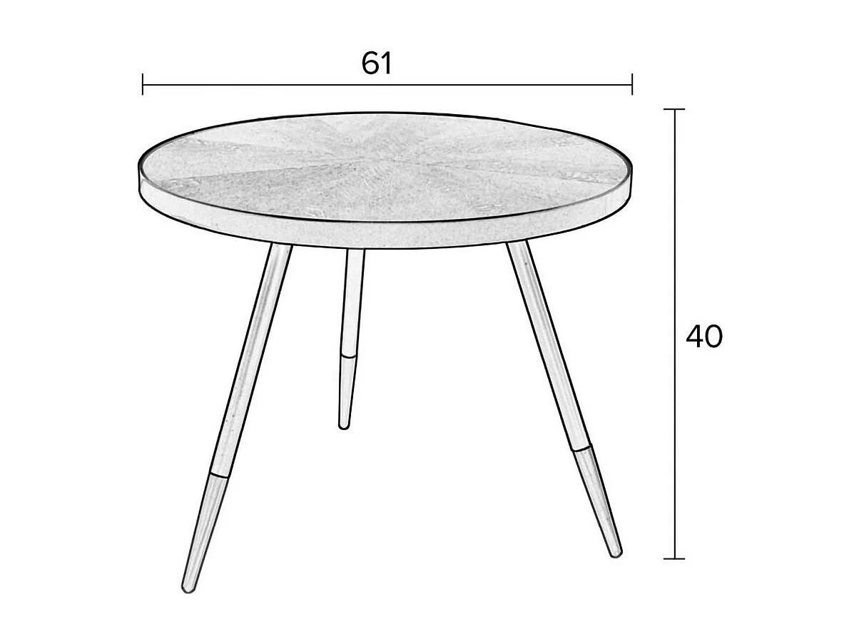 DENISE L - Table basse ronde en frêne et doré