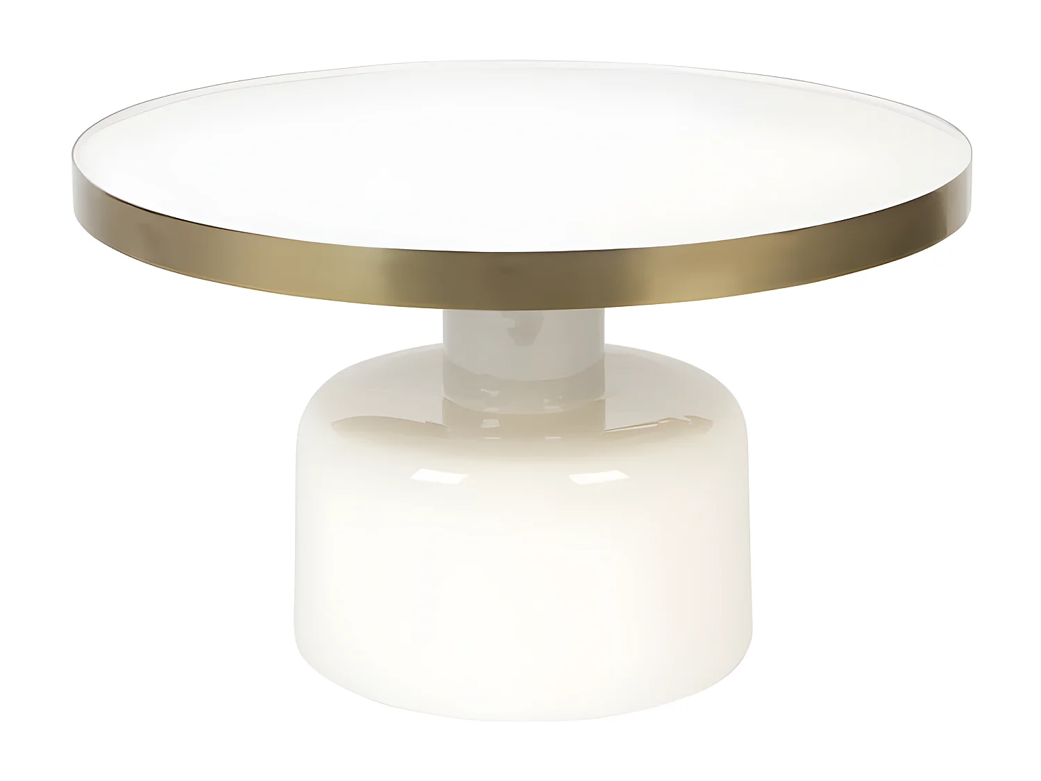 GLAM - Table basse ronde en acier émaillé blanc D60