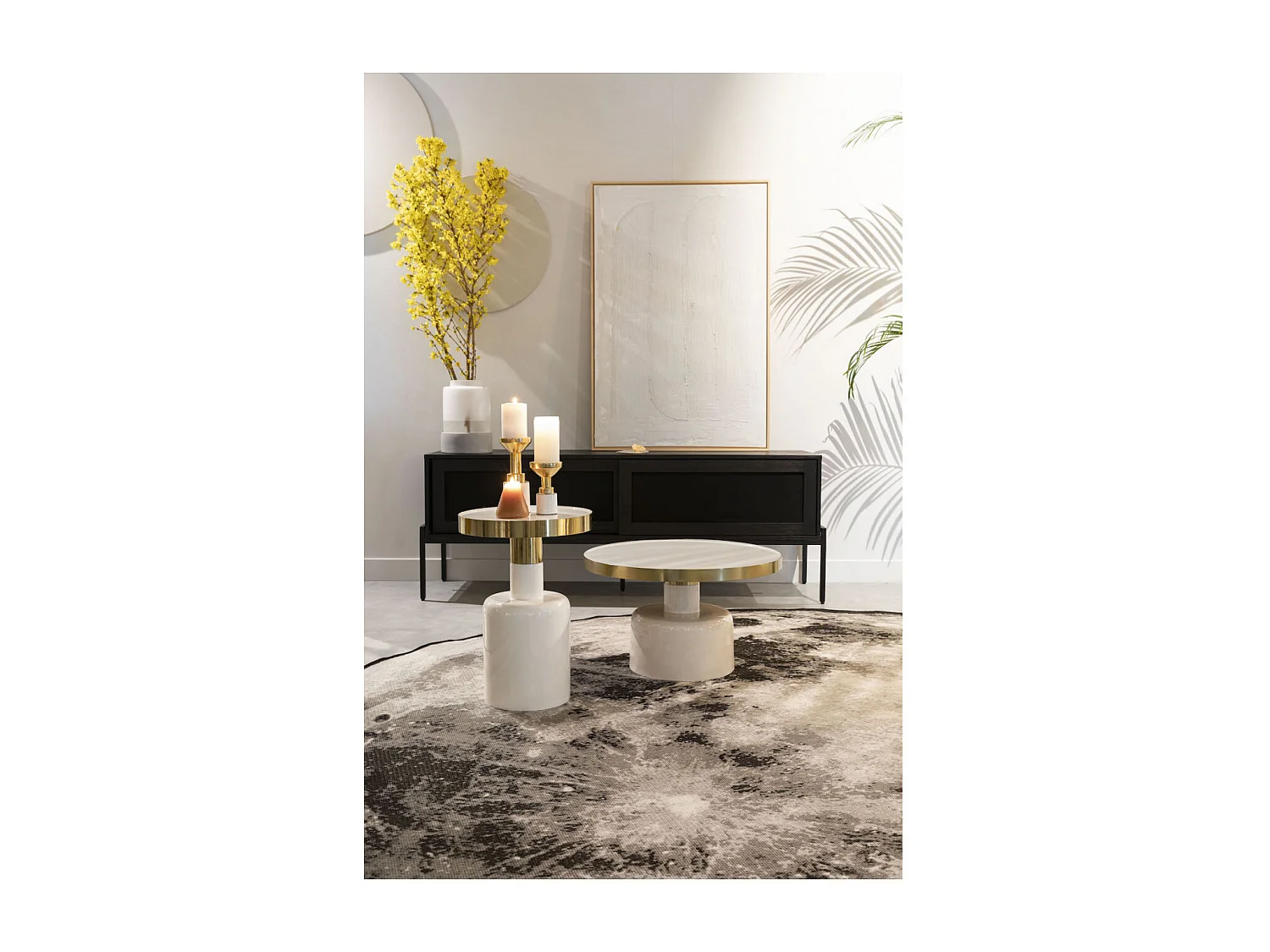 GLAM - Table basse ronde en acier émaillé blanc D60