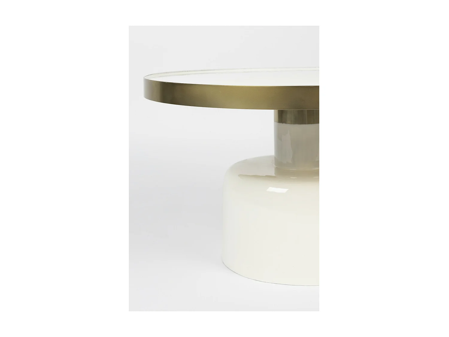 GLAM - Table basse ronde en acier émaillé blanc D60