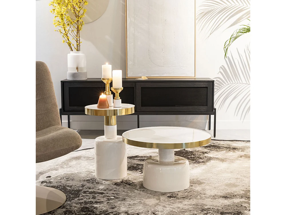 Glam - Table basse design en métal ø60cm - Blanc