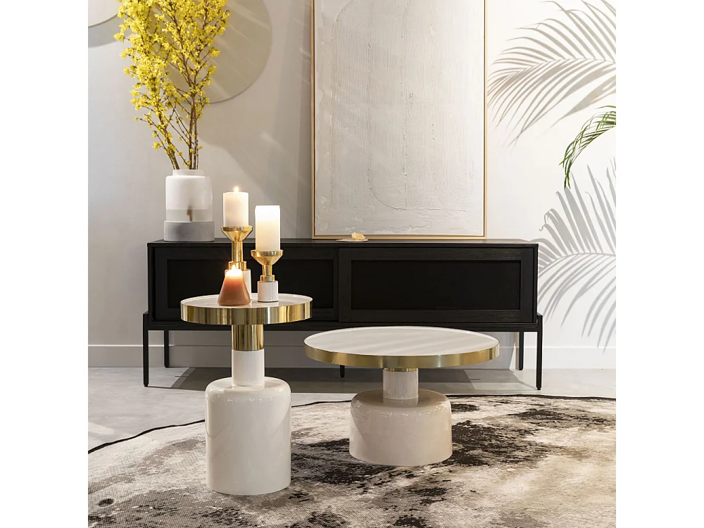 Glam - Table basse design en métal ø60cm - Blanc