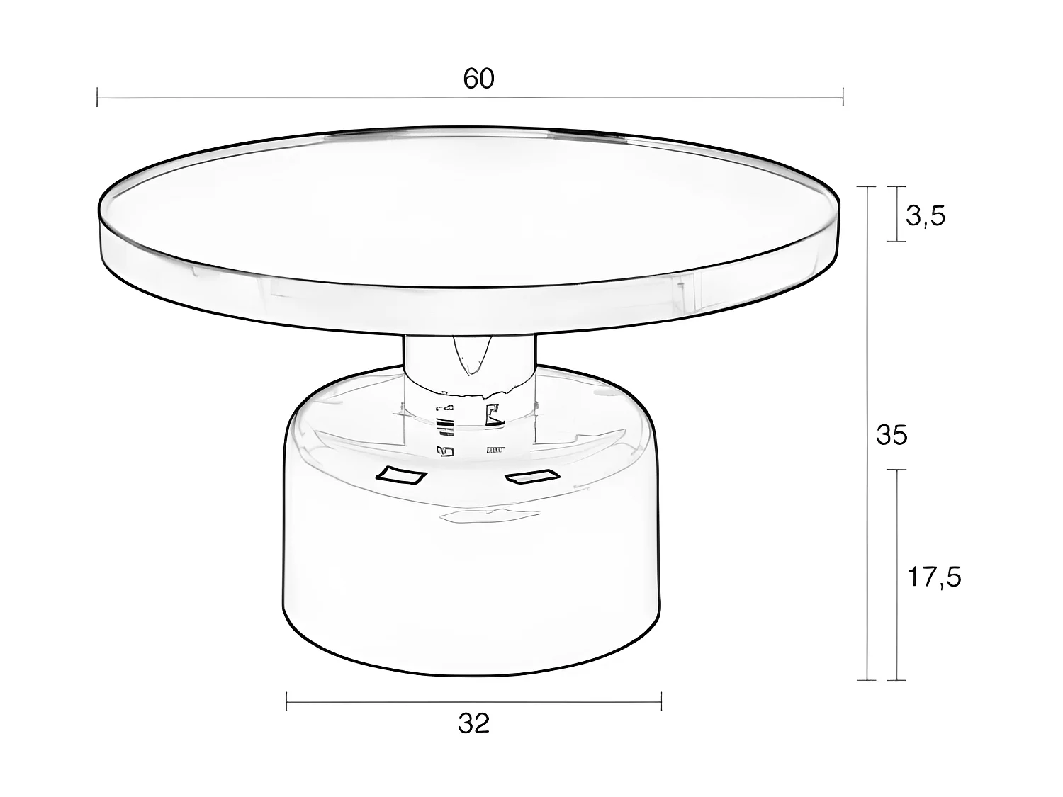 GLAM - Table basse ronde en acier émaillé noir