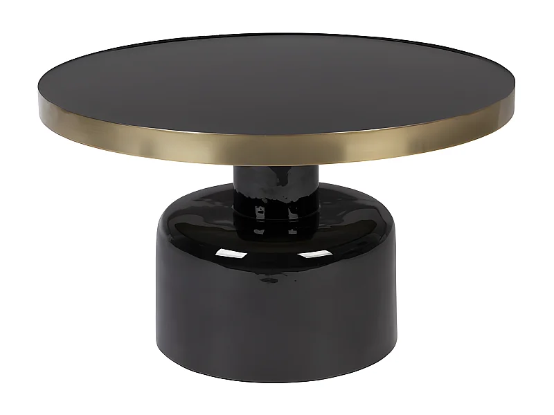 GLAM - Table basse ronde en acier émaillé noir