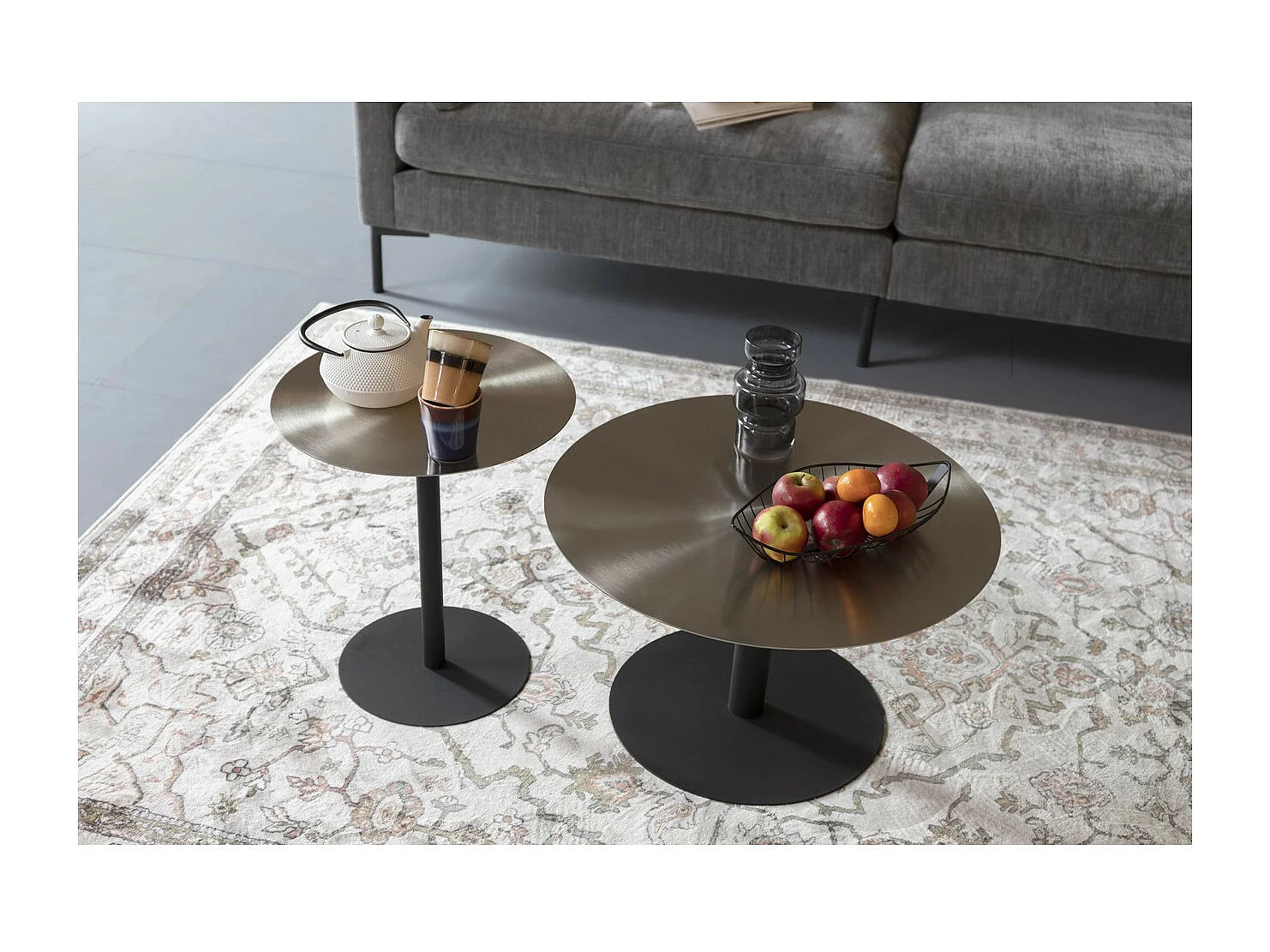 SNOW - Table basse ronde en acier satin D60cm