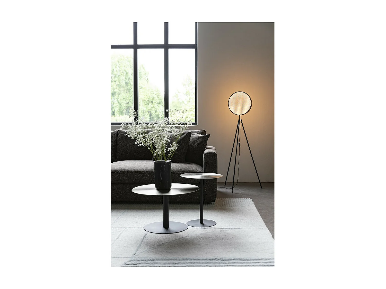 SNOW - Table basse ronde en acier satin D60cm