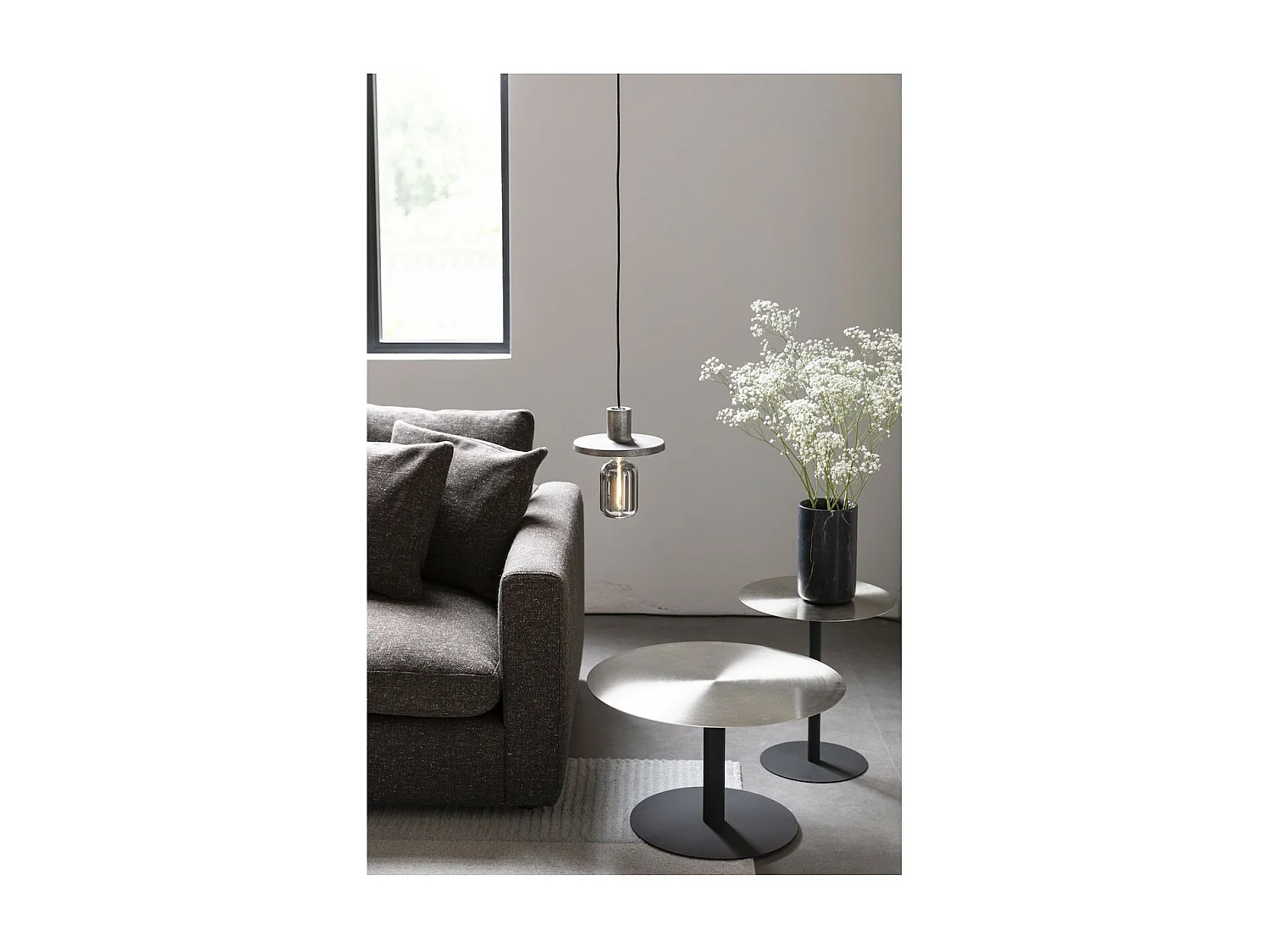 SNOW - Table basse ronde en acier satin D60cm