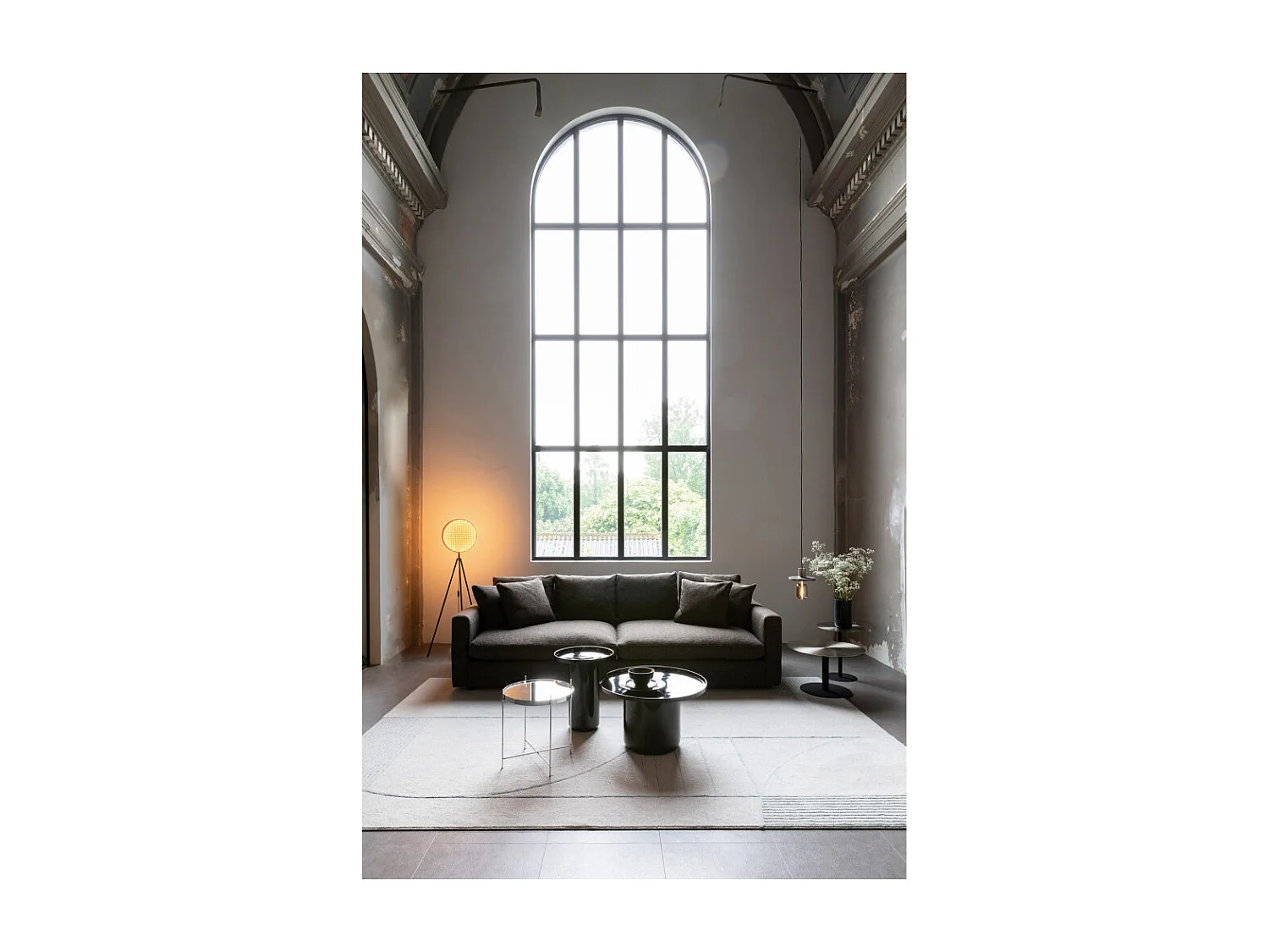 Snow - Table basse ronde en métal brossé ø60cm - Argent