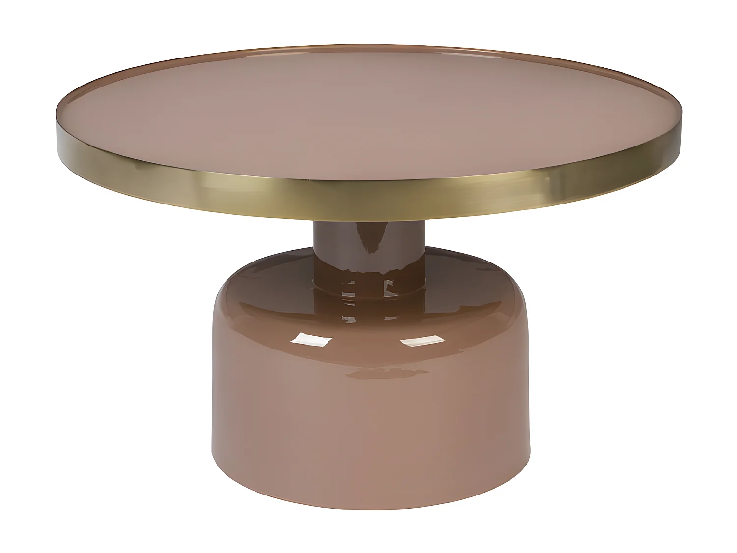 GLAM - Table basse ronde en acier émaillé rose
