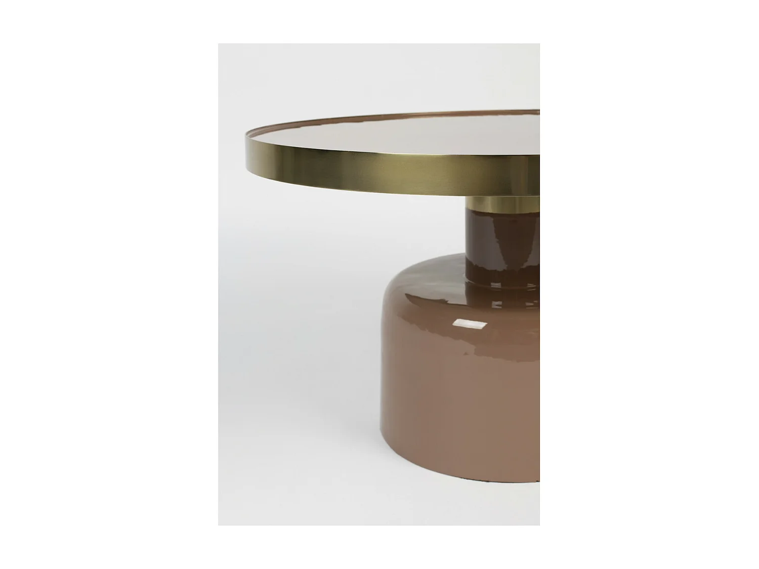 GLAM - Table basse ronde en acier émaillé rose