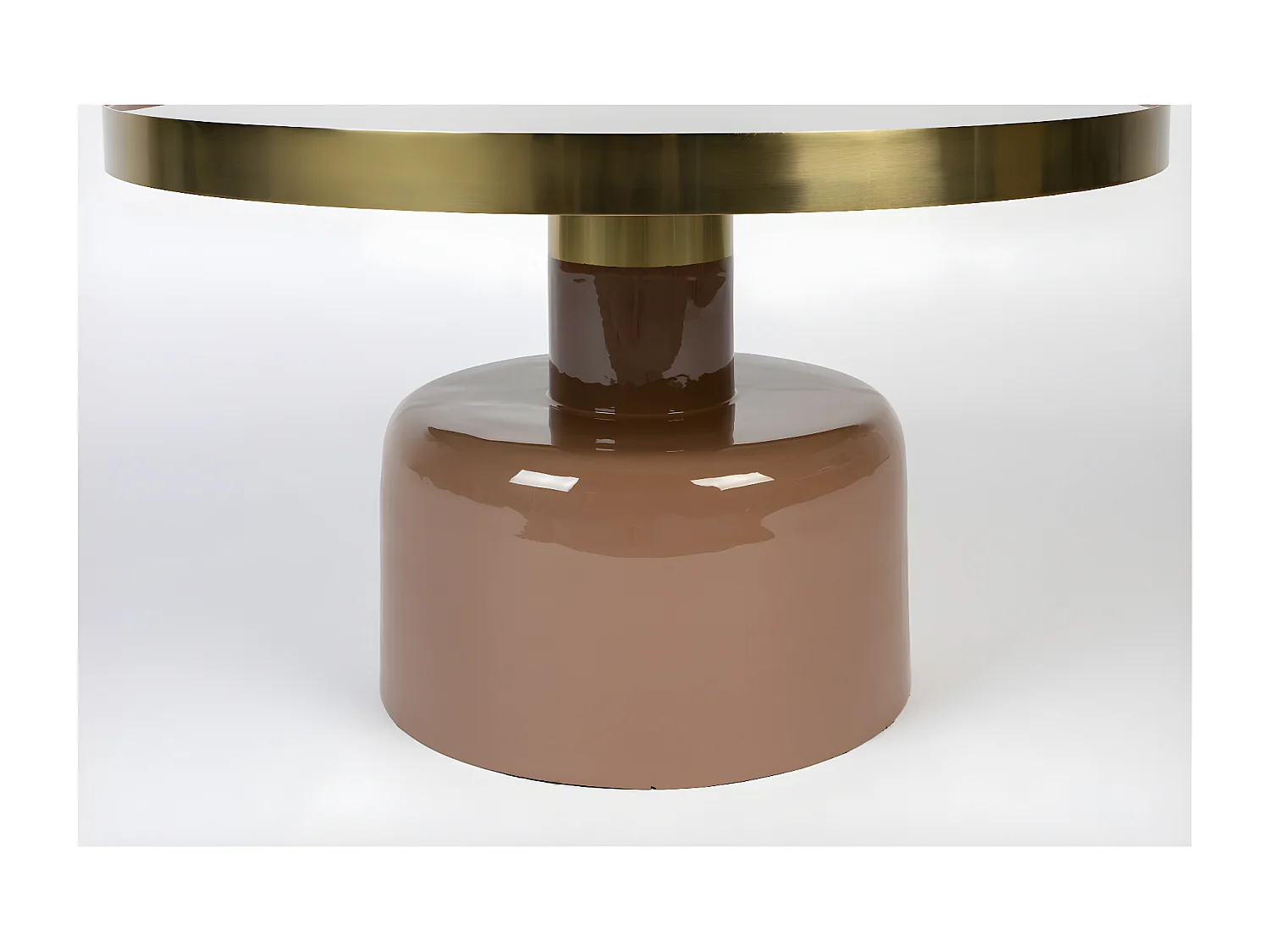 GLAM - Table basse ronde en acier émaillé rose