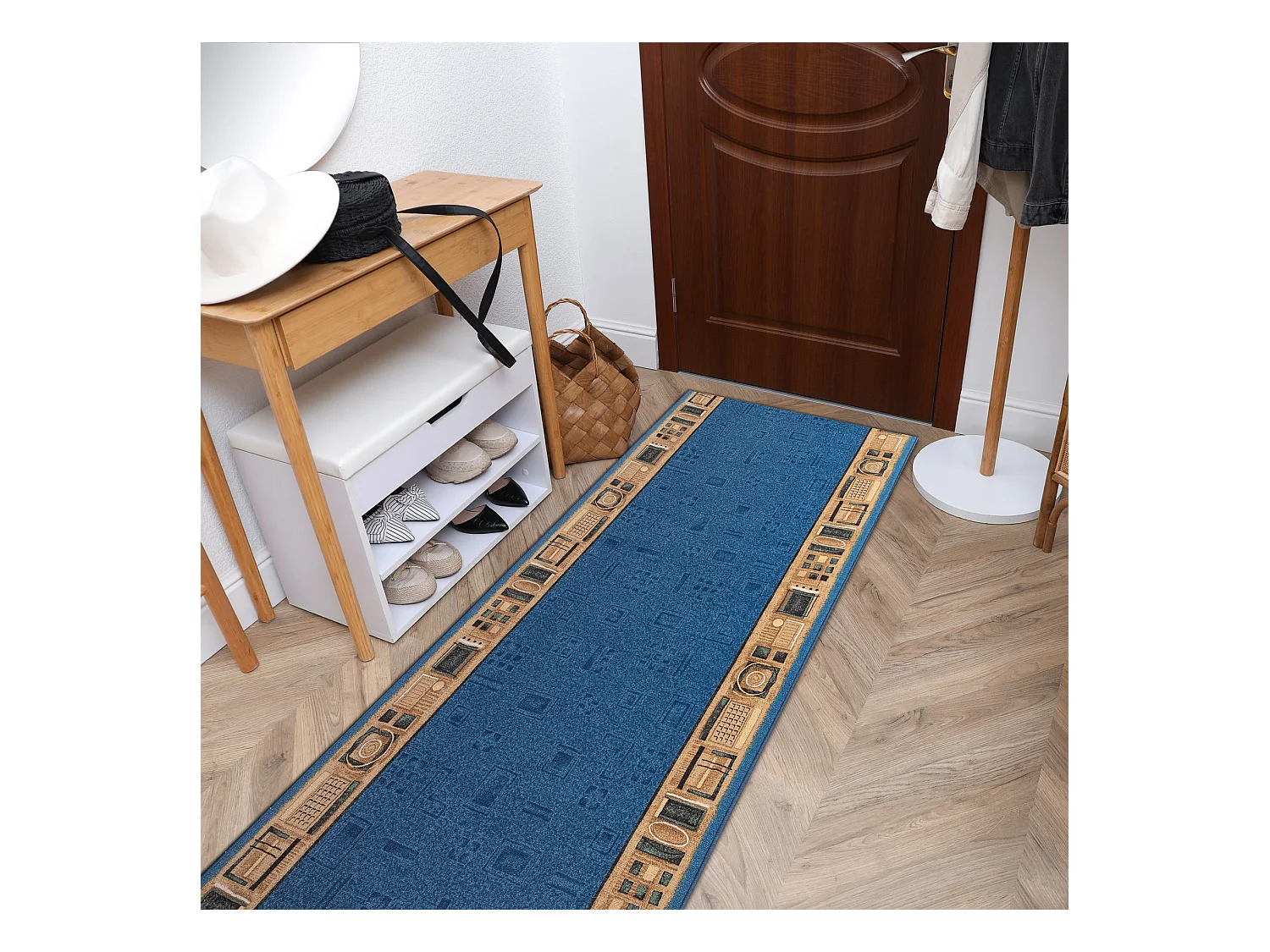 TAPIS DE COULOIR ANTIDÉRAPANT JENA bleu 100x280 cm