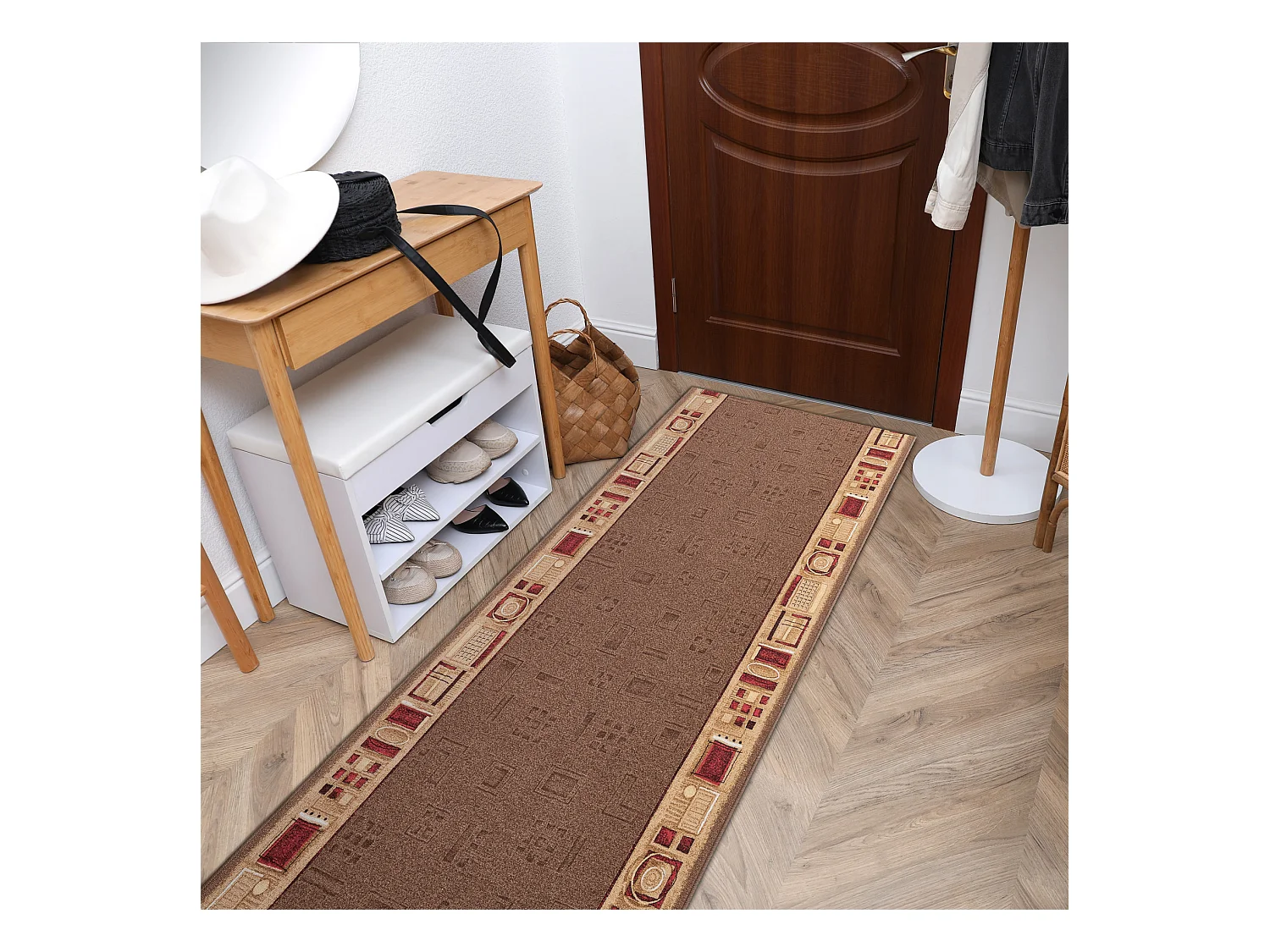 TAPIS DE COULOIR ANTIDÉRAPANT JENA marron 67x550 cm