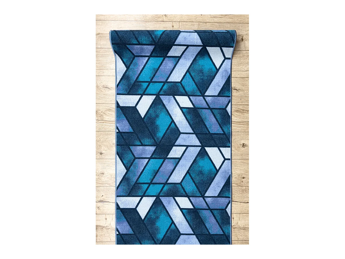 TAPIS DE COULOIR ANTIDÉRAPANT ROMBY diamants bleu marine 110x100 cm