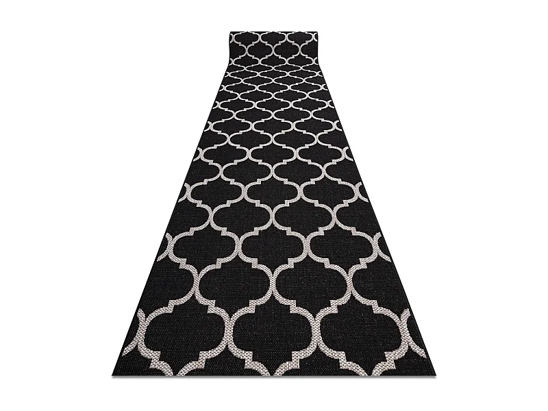 PASSATOIA SIZAL FLOORLUX disegno 20608 Traliccio marocchino nero / arg 70x1400 cm