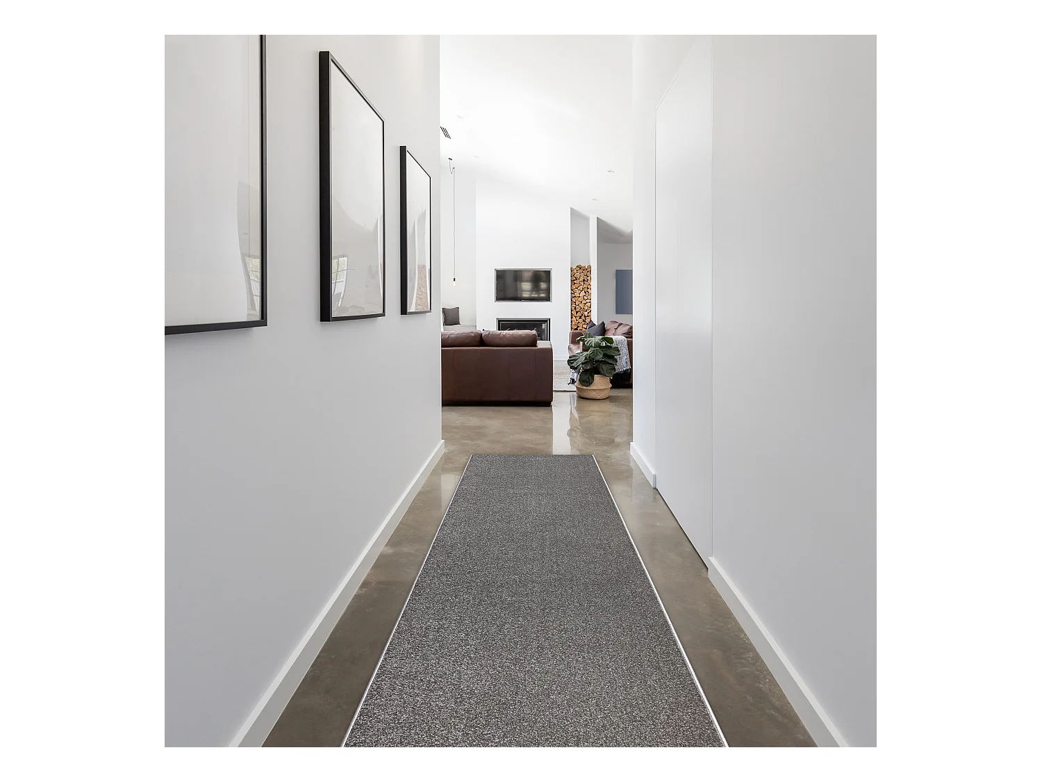 Tapis de couloir KARMEL plaine, une couleur gris 70x610 cm