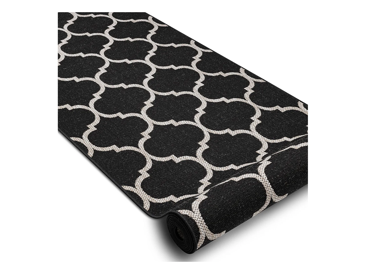 TAPIS DE COULOIR SIZAL FLOORLUX modèle 20608 Treillis marocain noir / 100x370 cm