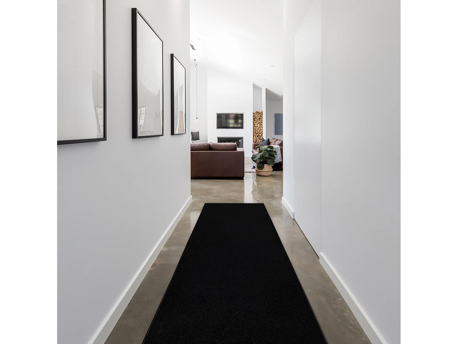 Läufer KARMEL Glatt, einfarbig schwarz 140x330 cm