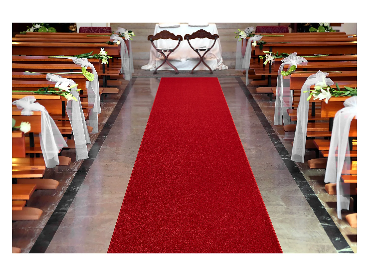 Tapis de couloir KARMEL plaine carmin / rouge 140x640 cm