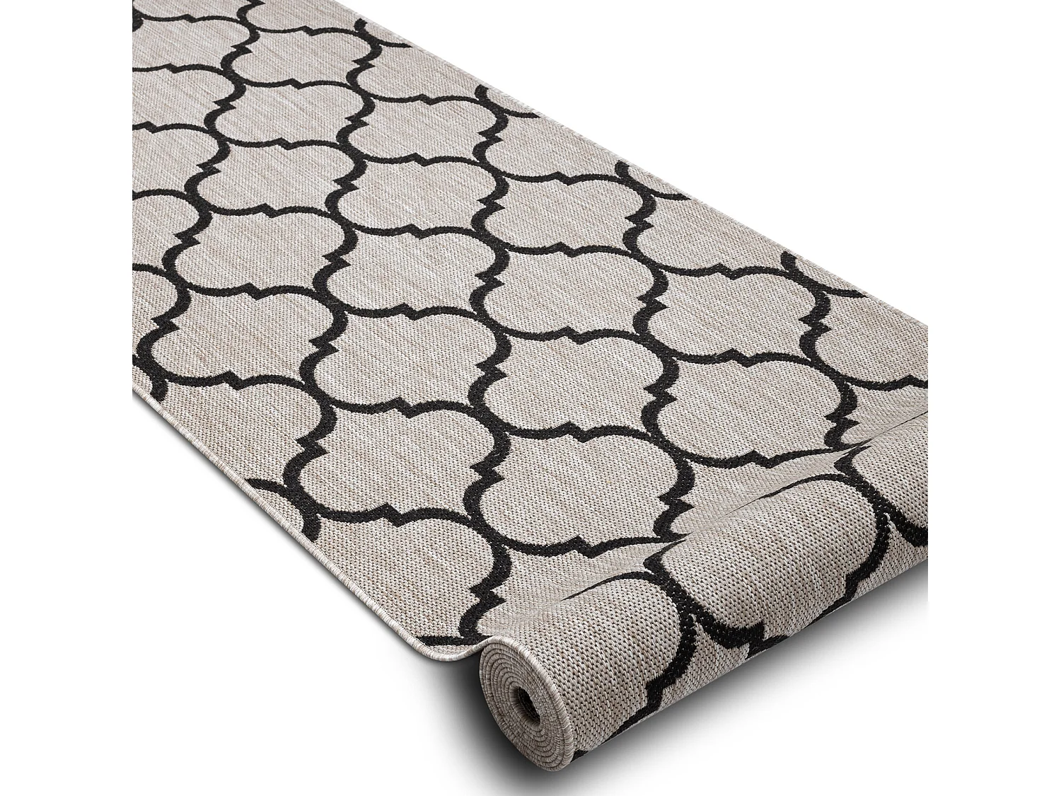 TAPIS DE COULOIR SIZAL FLOORLUX modèle 20608 Treillis marocain argent 70x1200 cm