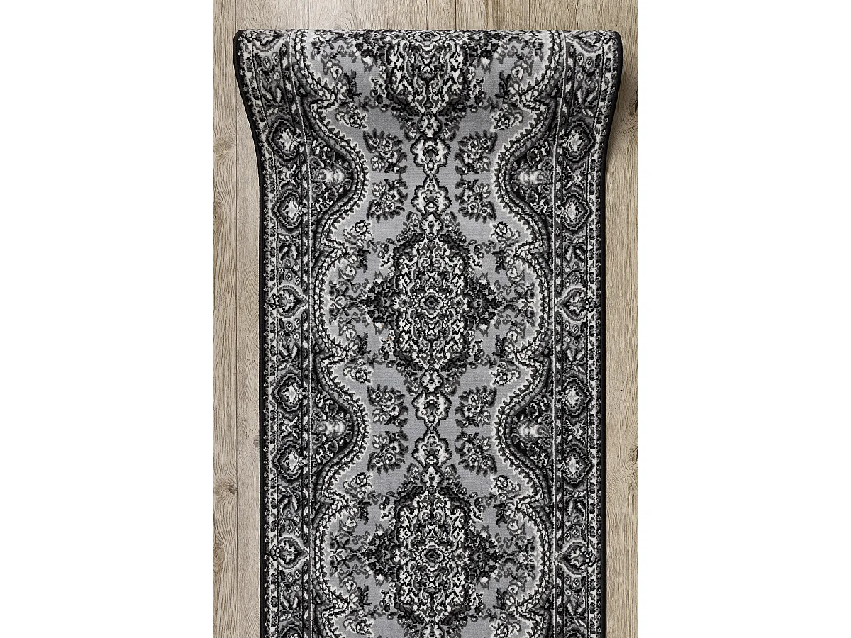 Alfombra de pasillo BCF MORAD Wiosna rosetón gris 70x820 cm
