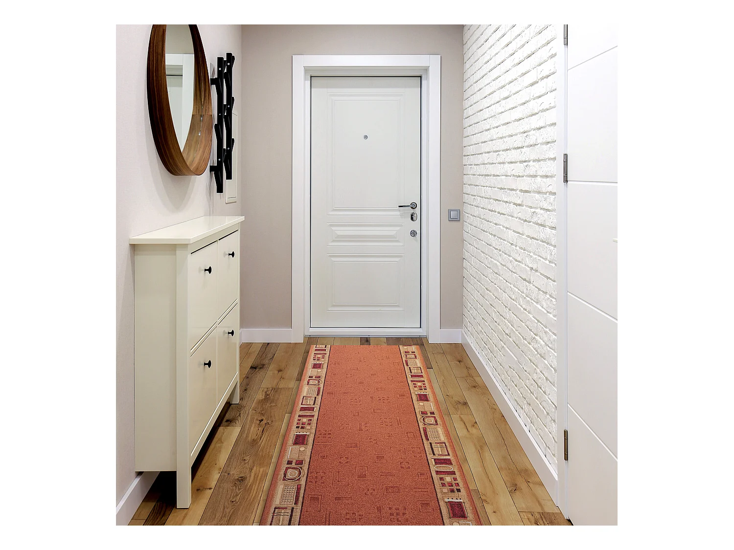 TAPIS DE COULOIR ANTIDÉRAPANT JENA roux 120x1100 cm