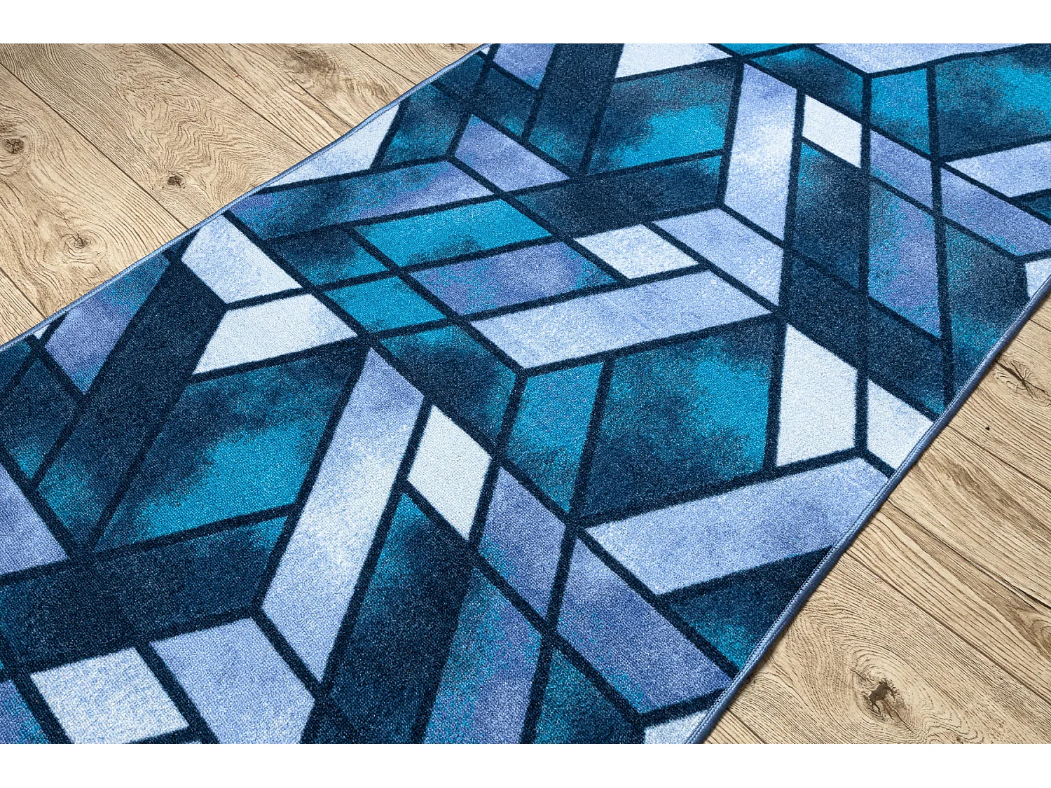 TAPIS DE COULOIR ANTIDÉRAPANT ROMBY diamants bleu marine 67x510 cm