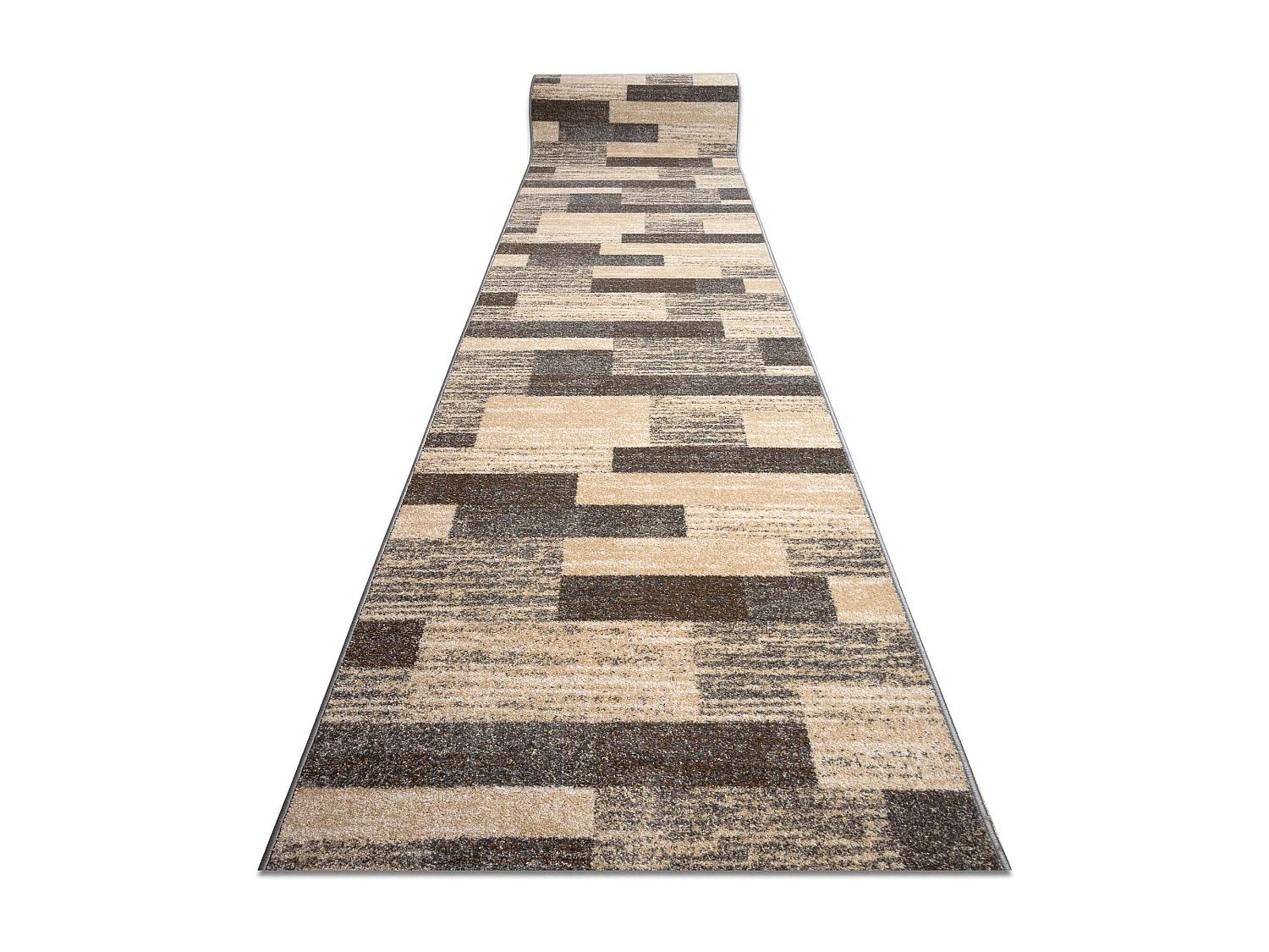 Tapis de couloir KARMEL Deski planches caramel gris 70x890 cm