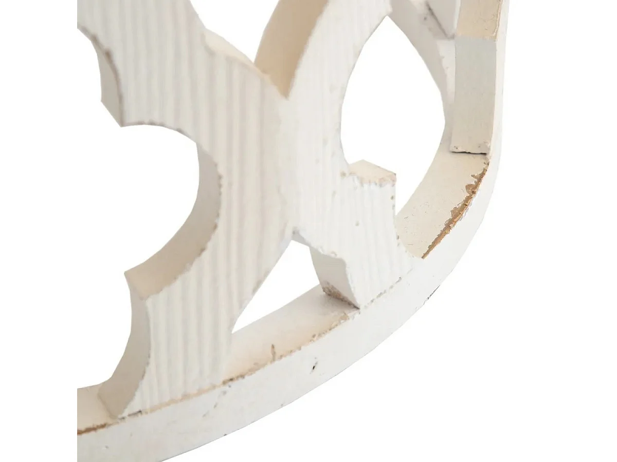 ROUNDY - Table basse en bois patiné blanc